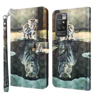 For Xiaomi Redmi 10 3D Painting Pattern TPU + PU Leather Phone Case(Cat Tiger)