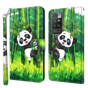 For Xiaomi Redmi 10 3D Painting Pattern TPU + PU Leather Phone Case(Panda Climbing Bamboo)