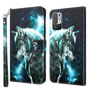 For Xiaomi Redmi Note 10 5G 3D Painting Pattern TPU + PU Leather Phone Case(Wolf)