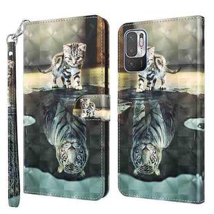 For Xiaomi Redmi Note 10 5G 3D Painting Pattern TPU + PU Leather Phone Case(Cat Tiger)