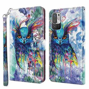 For Xiaomi Redmi Note 10 5G 3D Painting Pattern TPU + PU Leather Phone Case(Watercolor Owl)