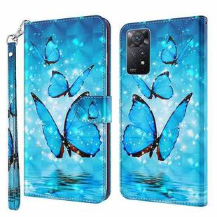 For Xiaomi Redmi Note 11 4G International 3D Painting Pattern TPU + PU Leather Phone Case(Three Butterflies)