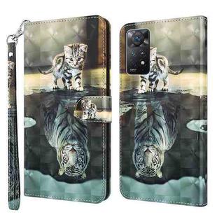 For Xiaomi Redmi Note 11 Pro 4G / 5G International Version 3D Painting Pattern TPU + PU Leather Phone Case(Cat Tiger)