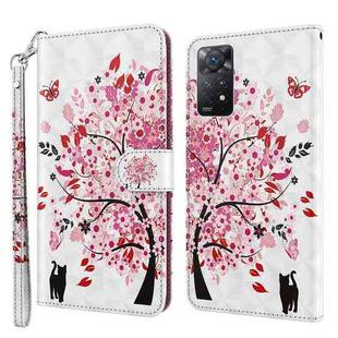 For Xiaomi Redmi Note 11 Pro 4G / 5G International Version 3D Painting Pattern TPU + PU Leather Phone Case(Cat Under The Tree)