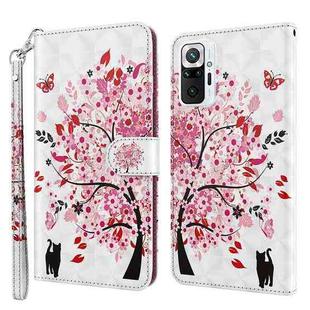 For Xiaomi Redmi Note 10 Pro / 10 Pro Max 3D Painting Pattern TPU + PU Leather Phone Case(Cat Under The Tree)