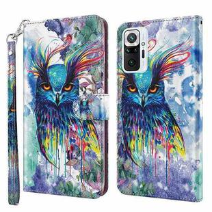 For Xiaomi Redmi Note 10 Pro / 10 Pro Max 3D Painting Pattern TPU + PU Leather Phone Case(Watercolor Owl)