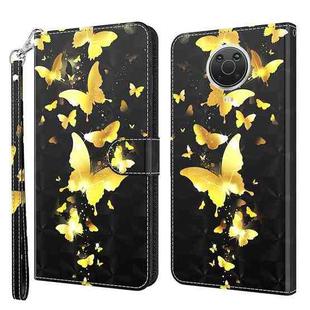 For Nokia G20 / G10 / 6.3 3D Painting Pattern TPU + PU Leather Phone Case(Gold Butterfly)