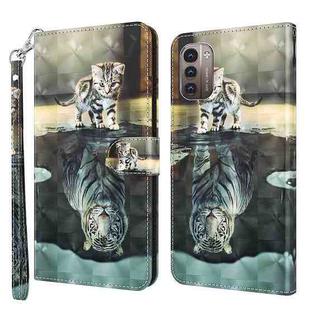 For Nokia G11 / G21 3D Painting Pattern TPU + PU Leather Phone Case(Cat Tiger)