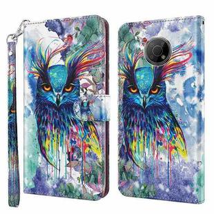 For Nokia G300 3D Painting Pattern TPU + PU Leather Phone Case(Watercolor Owl)