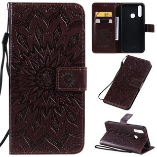 For Vivo Y15 / Y17 Pressed Printing Sunflower Pattern Horizontal Flip PU Leather Case with Holder & Card Slots & Wallet & Lanyard(Brown)