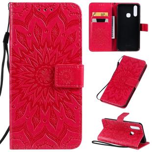 For Vivo Y15 / Y17 Pressed Printing Sunflower Pattern Horizontal Flip PU Leather Case with Holder & Card Slots & Wallet & Lanyard(Red)