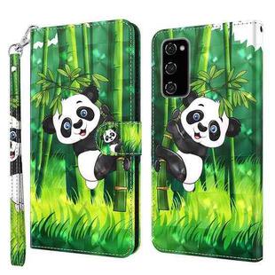 For Samsung Galaxy A03s 166mm 3D Painting Pattern TPU + PU Leather Phone Case(Panda Climbing Bamboo)