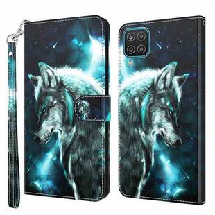 For Samsung Galaxy A22 5G 3D Painting Pattern TPU + PU Leather Phone Case(Wolf)