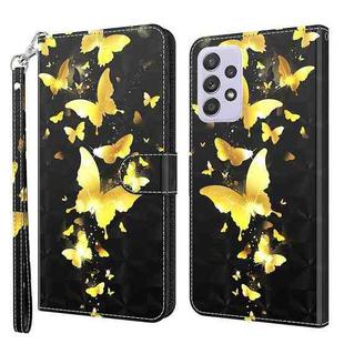For Samsung Galaxy A23 3D Painting Pattern TPU + PU Leather Phone Case(Gold Butterfly)