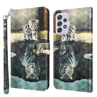 For Samsung Galaxy A52 5G / A52s 5G 3D Painting Pattern TPU + PU Leather Phone Case(Cat Tiger)