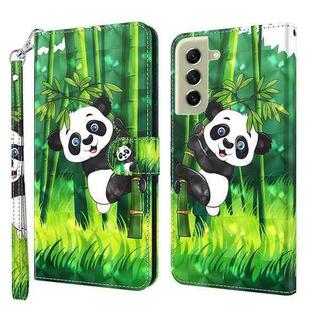 For Samsung Galaxy S21 FE 5G 3D Painting Pattern TPU + PU Leather Phone Case(Panda Climbing Bamboo)