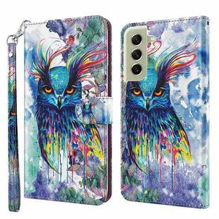 For Samsung Galaxy S22 5G 3D Painting Pattern TPU + PU Leather Phone Case(Watercolor Owl)