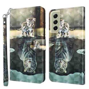 For Samsung Galaxy S22+ 5G 3D Painting Pattern TPU + PU Leather Phone Case(Cat Tiger)