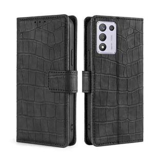 For OPPO K9s / Realme Q3s Skin Feel Crocodile Texture Magnetic Clasp PU Leather Phone Case(Black)
