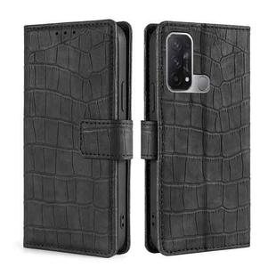 For OPPO Reno5 A Skin Feel Crocodile Texture Magnetic Clasp PU Leather Phone Case(Black)