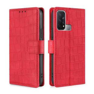 For OPPO Reno5 A Skin Feel Crocodile Texture Magnetic Clasp PU Leather Phone Case(Red)