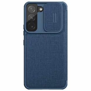 For Samsung Galaxy S22 5G NILLKIN QIN Series Pro Sliding Camera Cover Design Leather Phone Case(Blue)