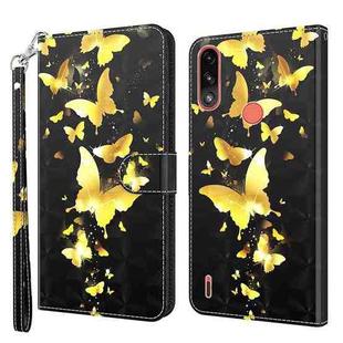 For Motorola Moto E7i Power / E7 Power 3D Painting Pattern TPU + PU Leather Phone Case(Gold Butterfly)