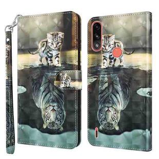 For Motorola Moto E7i Power / E7 Power 3D Painting Pattern TPU + PU Leather Phone Case(Cat Tiger)