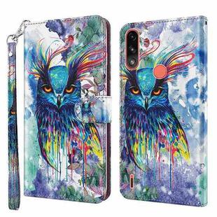 For Motorola Moto E7i Power / E7 Power 3D Painting Pattern TPU + PU Leather Phone Case(Watercolor Owl)