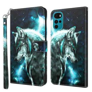 For Motorola Moto G22 3D Painting Pattern TPU + PU Leather Phone Case(Wolf)