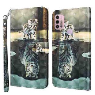 For Motorola Moto G30 / G20 / G10 3D Painting Pattern TPU + PU Leather Phone Case(Cat Tiger)