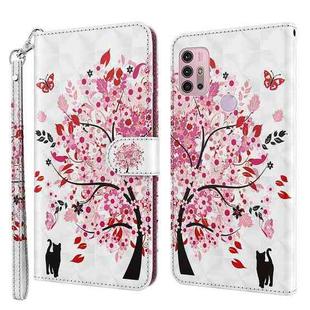 For Motorola Moto G30 / G20 / G10 3D Painting Pattern TPU + PU Leather Phone Case(Cat Under The Tree)