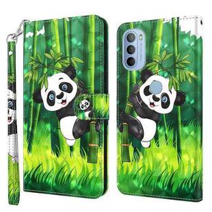 For Motorola Moto G31 / G41 3D Painting Pattern TPU + PU Leather Phone Case(Panda Climbing Bamboo)