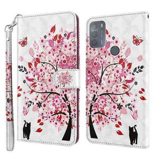 For Motorola Moto G50 3D Painting Pattern TPU + PU Leather Phone Case(Cat Under The Tree)