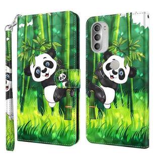 For Motorola Moto G51 5G 3D Painting Pattern TPU + PU Leather Phone Case(Panda Climbing Bamboo)