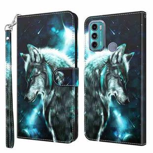 For Motorola Moto G60 3D Painting Pattern TPU + PU Leather Phone Case(Wolf)