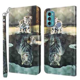 For Motorola Moto G60 3D Painting Pattern TPU + PU Leather Phone Case(Cat Tiger)