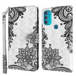 For Motorola Moto G71 5G 3D Painting Pattern TPU + PU Leather Phone Case(Diagonal Black Flower)