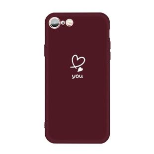 For iPhone 6s / 6 Love-heart Letter Pattern Colorful Frosted TPU Phone Protective Case(Wine Red)