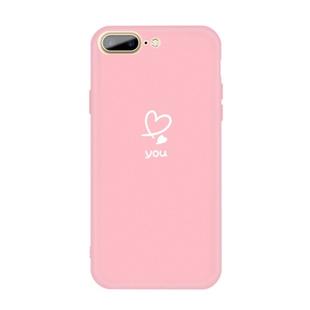 For iPhone 8 Plus / 7 Plus Love-heart Letter Pattern Colorful Frosted TPU Phone Protective Case(Pink)