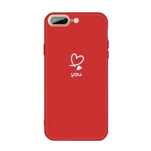 For iPhone 8 Plus / 7 Plus Love-heart Letter Pattern Colorful Frosted TPU Phone Protective Case(Red)