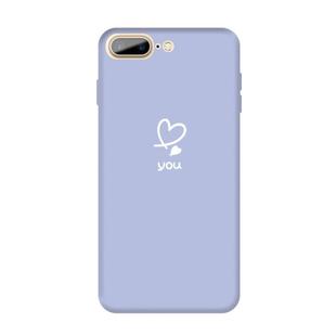For iPhone 8 Plus / 7 Plus Love-heart Letter Pattern Colorful Frosted TPU Phone Protective Case(Light Purple)