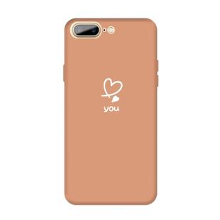 For iPhone 8 Plus / 7 Plus Love-heart Letter Pattern Colorful Frosted TPU Phone Protective Case(Coral Orange)