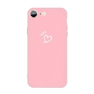 For iPhone SE 2022 / SE 2020 / 8 / 7 Love-heart Letter Pattern Colorful Frosted TPU Phone Protective Case(Pink)