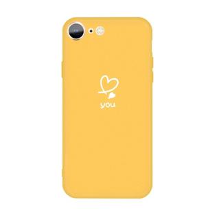 For iPhone SE 2022 / SE 2020 / 8 / 7 Love-heart Letter Pattern Colorful Frosted TPU Phone Protective Case(Yellow)