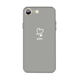 For iPhone SE 2022 / SE 2020 / 8 / 7 Love-heart Letter Pattern Colorful Frosted TPU Phone Protective Case(Gray)