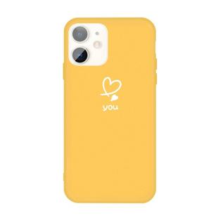 For iPhone 11 Love-heart Letter Pattern Colorful Frosted TPU Phone Protective Case(Yellow)