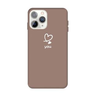 For iPhone 11 Pro Love-heart Letter Pattern Colorful Frosted TPU Phone Protective Case(Khaki)