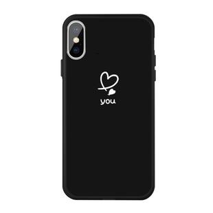 For iPhone X / XS Love-heart Letter Pattern Colorful Frosted TPU Phone Protective Case(Black)