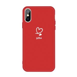 For iPhone XS Max Love-heart Letter Pattern Colorful Frosted TPU Phone Protective Case(Red)